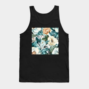 Detailed Water Color Flower Pattern Tank Top